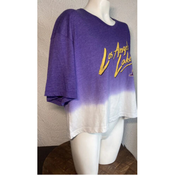 Majestic Threads Women’s Los Angeles Lakers Purple White SS SHIRT Size Medium - Picture 4 of 12